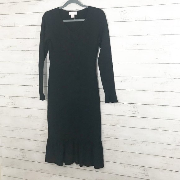 NWOT Rachel Parcell Black Ruffle Sweater Dress - S - Picture 2 of 4